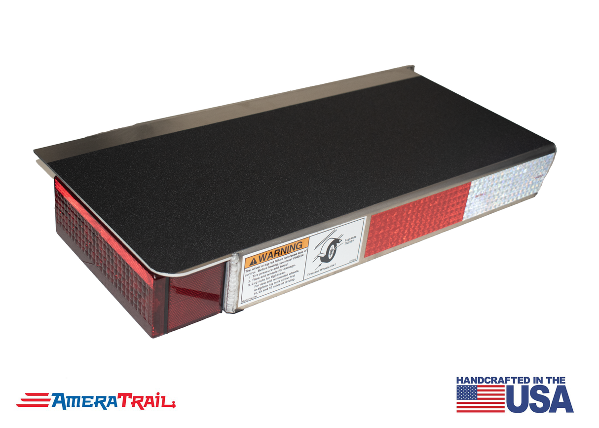 Classic Rear 22" / 28" STARBOARD Side / Right Side - I Beam Trailer Step, Secures Fender, Includes Non-Skid Reflective Tape, and Led Light-