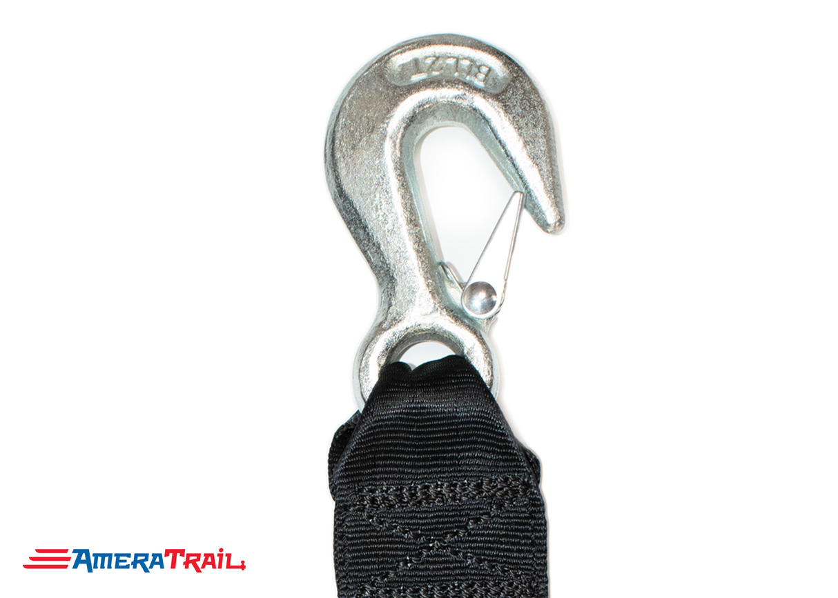 Winch Strap, 20' x 2" w/ Latch Hook, 3,000 lb. Capacity - Black