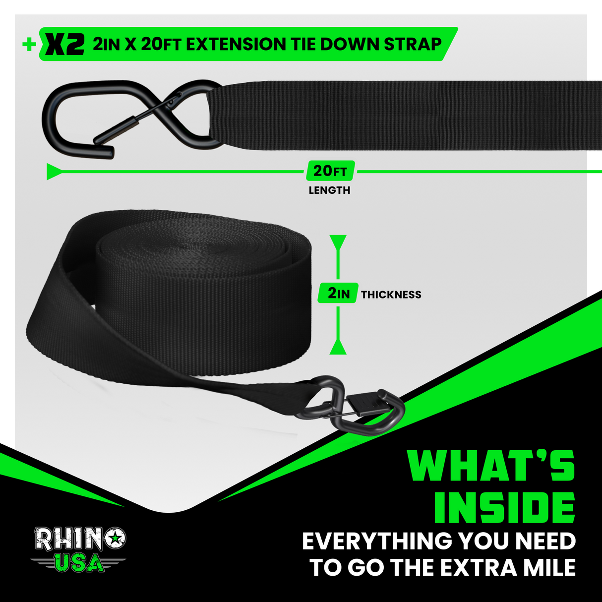 2" x 20' Ratchet Strap Extensions (2-Pack)