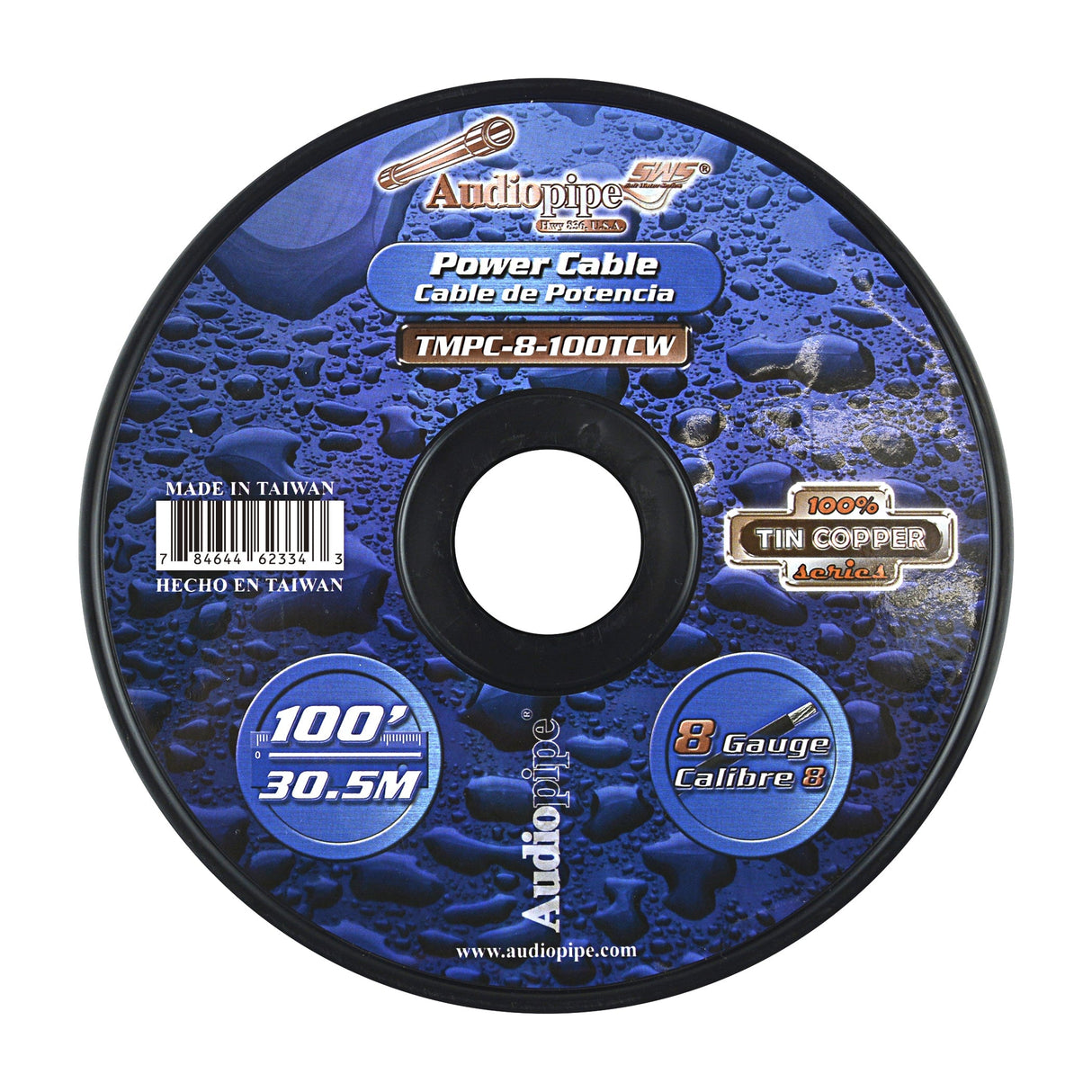 Marine 8 Gauge Power Cable (TMPC-8-100TCW) Audiopipe