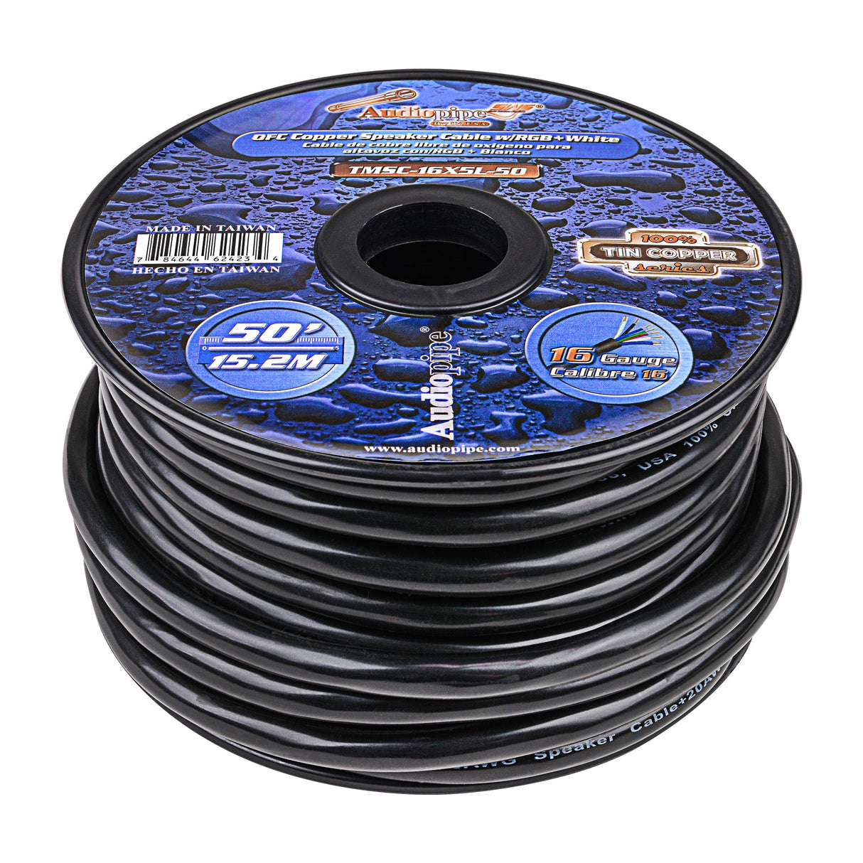 Multiconductor 16 AWG Speaker Cable with RGB+W Audiopipe