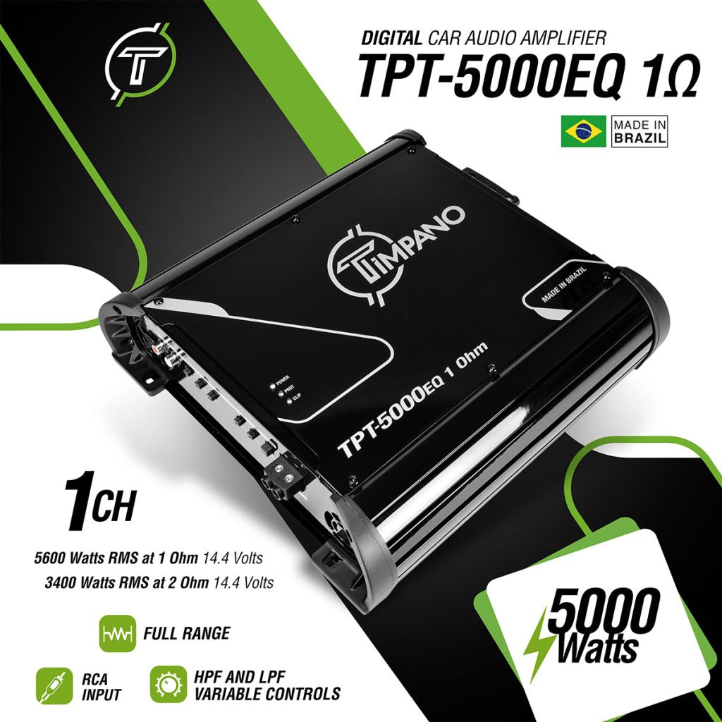 Timpano 5000 Watts Car Audio Amplifier Fullrange TPT-5000EQ 2 Ohm Timpano