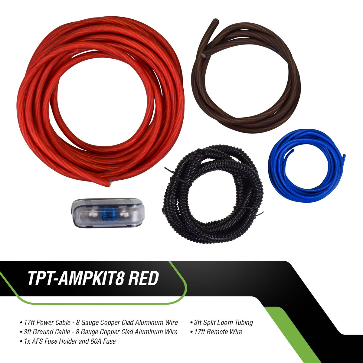 TPT-AMPKIT8 RED Amplifier Wiring Kit Timpano Audio