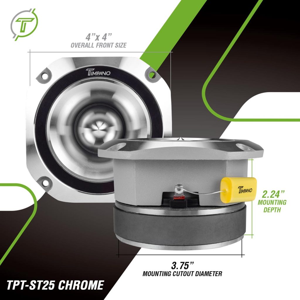TPT-ST25 CHROME Pair PRO Bullet 4″ Super Tweeter 8 Ohm PRV