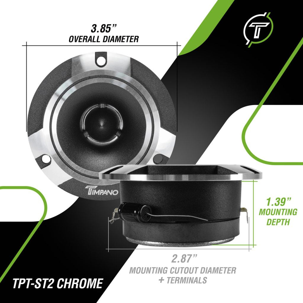 TPT-ST2 CHROME | Timpano Bullet Tweeters 600 Watts 4 Ohm Timpano