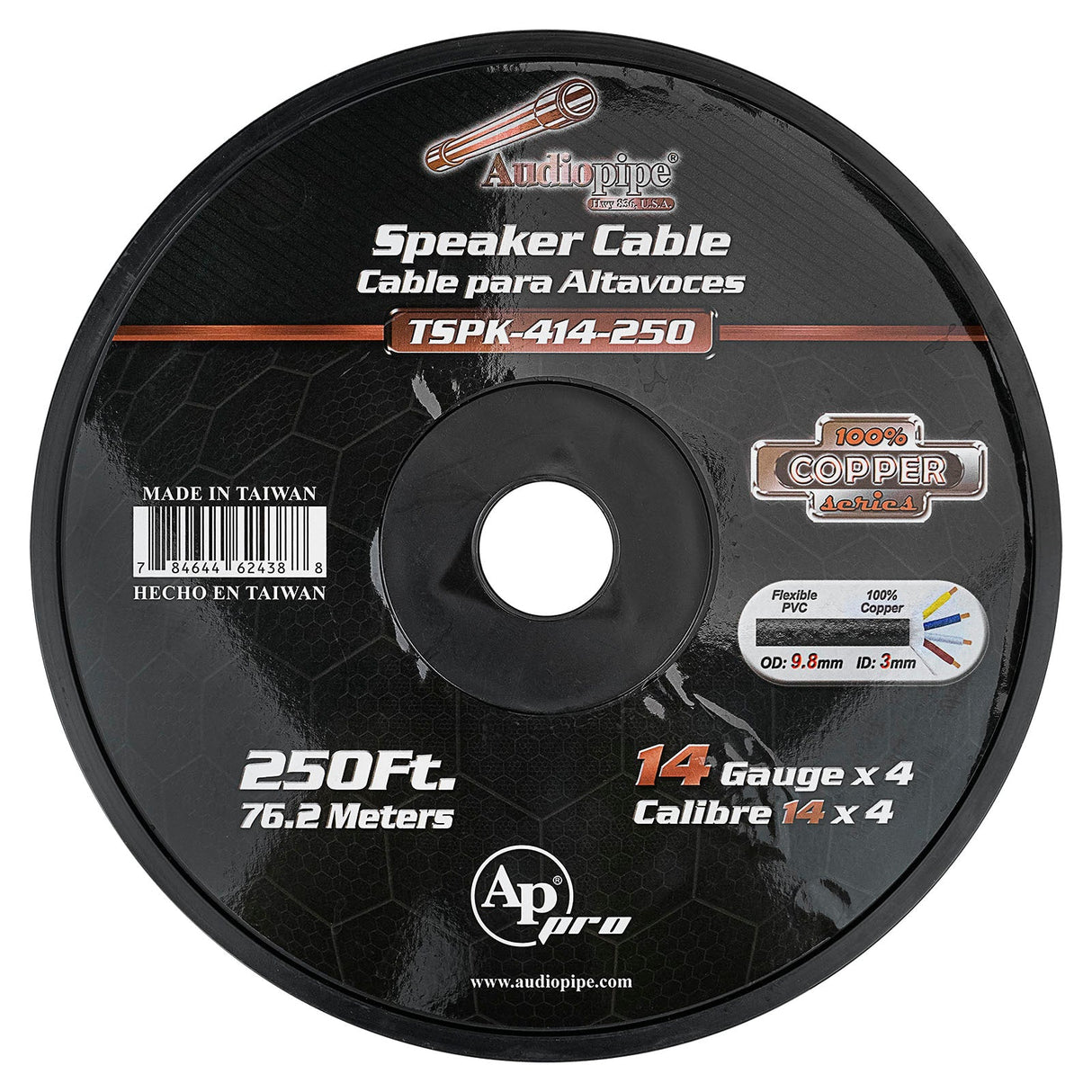 250Ft Speaker Cable, 14 AWG, 4 Conductors (TSPK-414-250) Audiopipe