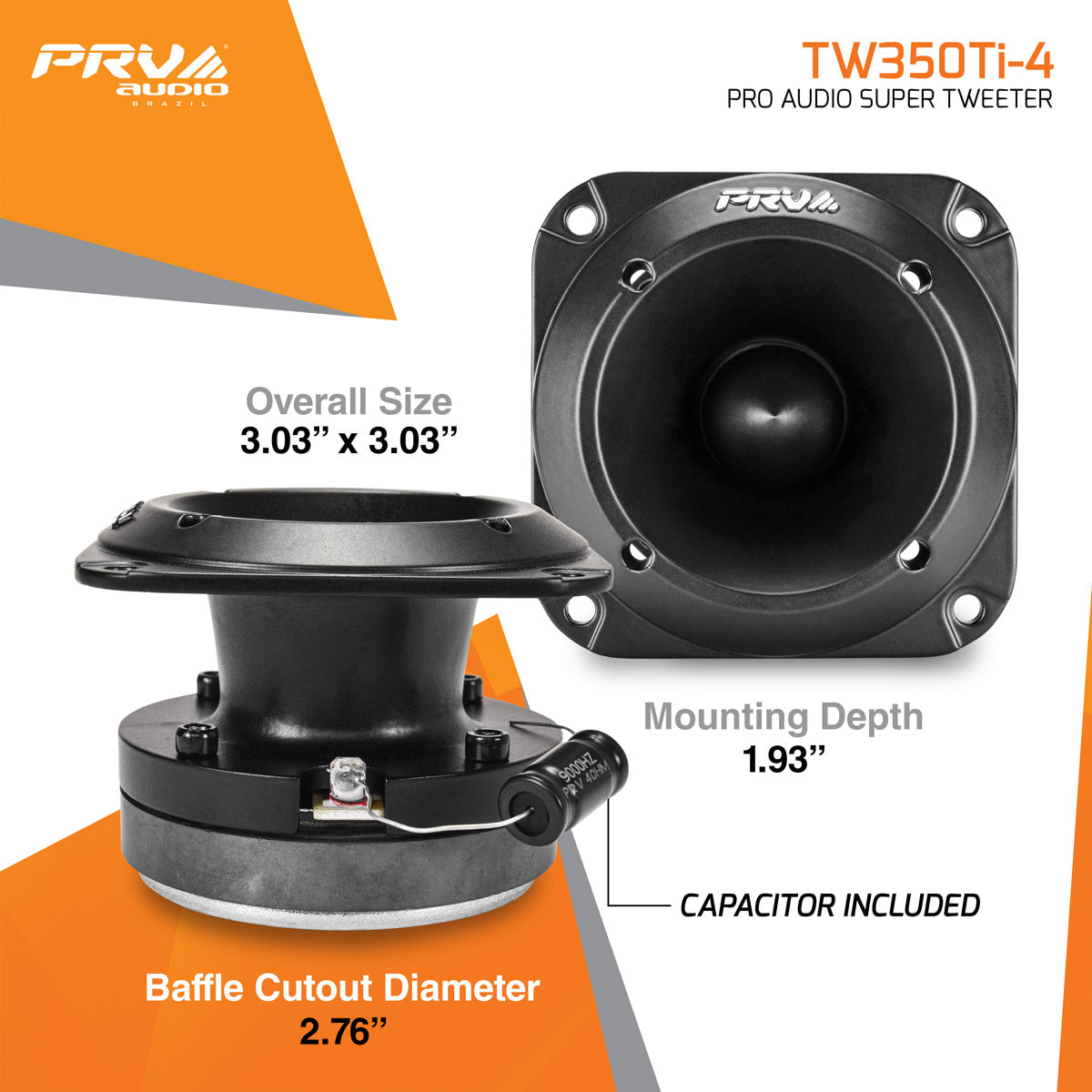 PRV Audio TW350Ti-4 Titanium Bullet Super Tweeters Pair 120 Watts