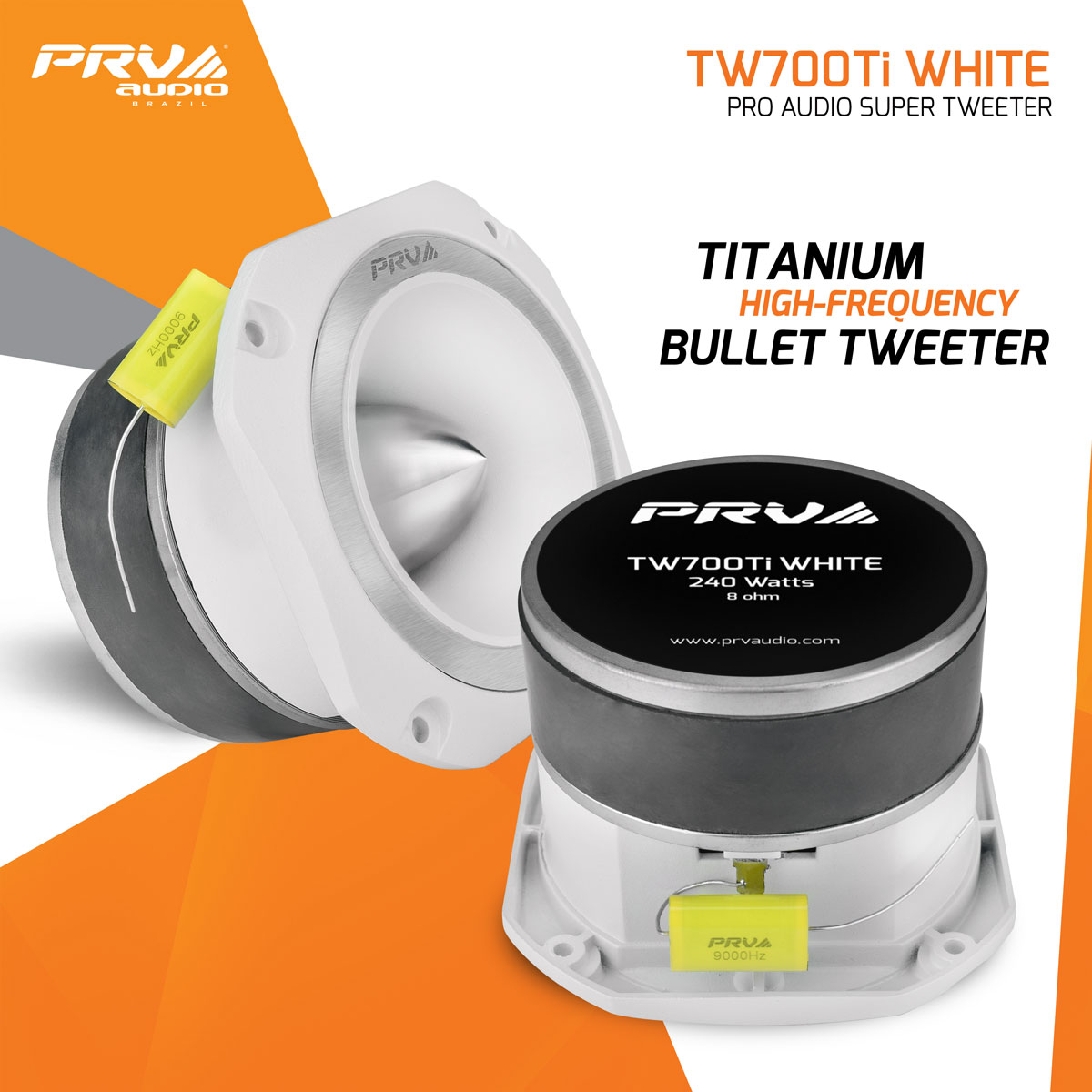 PRV Audio TW700Ti Titanium Bullet Super Tweeter 8 Ohm White