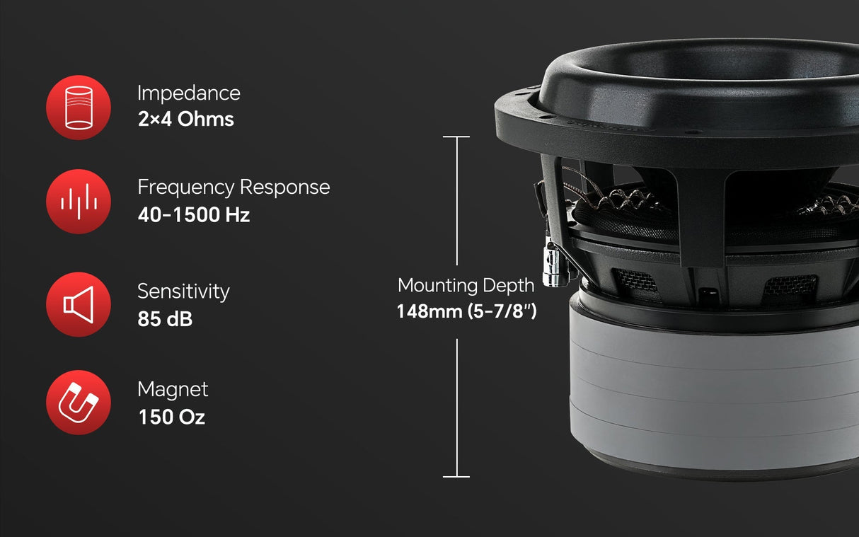 8" Quad Stack Composite Cone Subwoofer (TXX-BDC-IV-8) Audiopipe