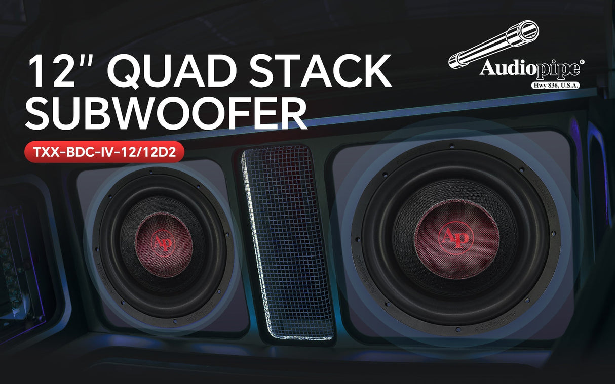 12" Quad Stack Composite Cone Subwoofer (TXX-BDC-IV-12D2) Audiopipe