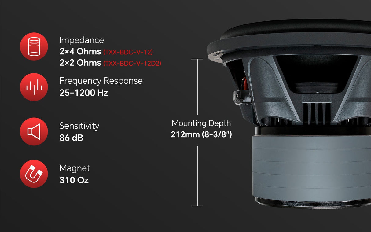 12" Quinta Stack Composite Cone Subwoofer (TXX-BDC-V-12D2) Audiopipe