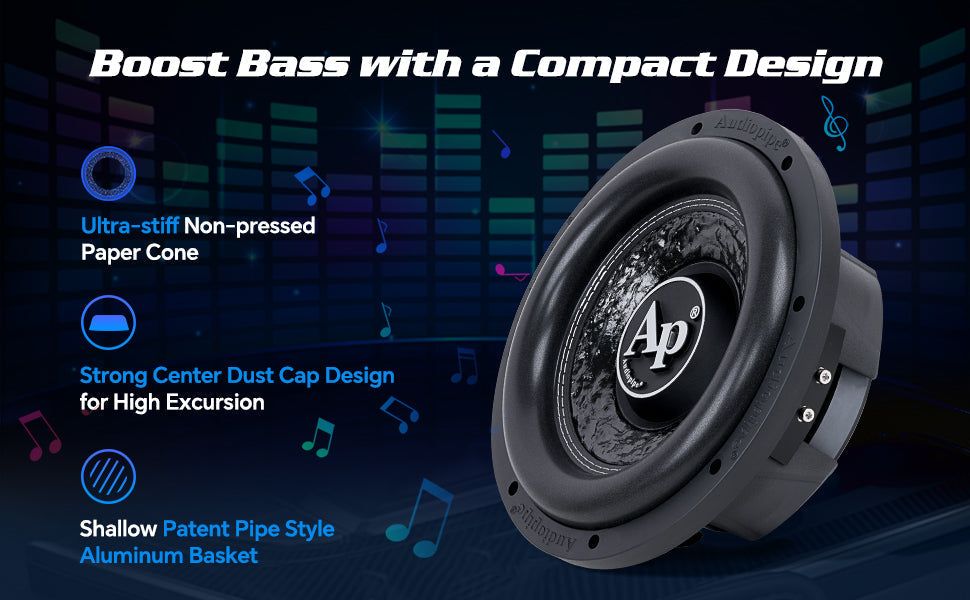 10" Shallow Mount Subwoofer (TXX-FB1000), Sold individually Audiopipe