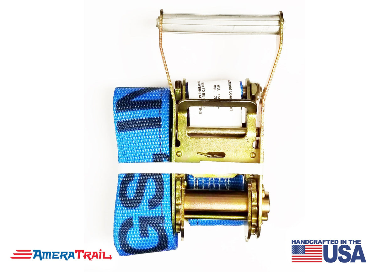 Marine Transom Ratchet Strap Tie Downs, 1665 Workload Capacity - Gold Finish Zinc Coating