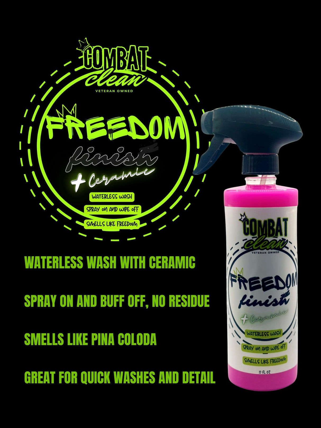 Freedom Finish (Ceramic Waterless Wash) Combat Clean