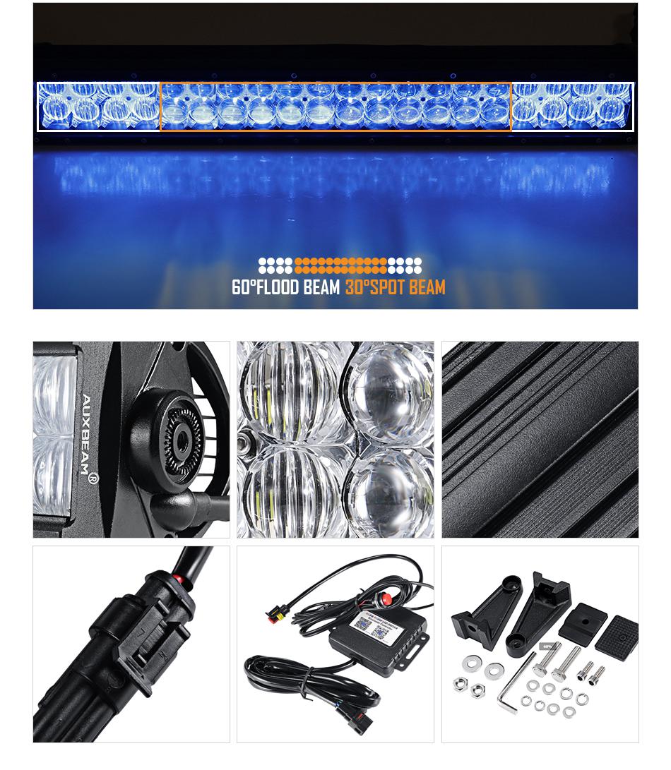 Auxbeam 32" Straight LED RGB Cree light bar WITH 12V converter