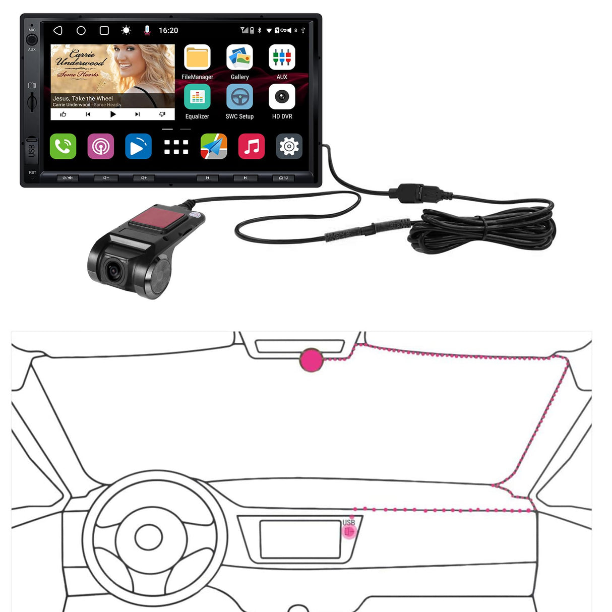 Sony Sensor Image 1080P USB DVR On-Dash Camera