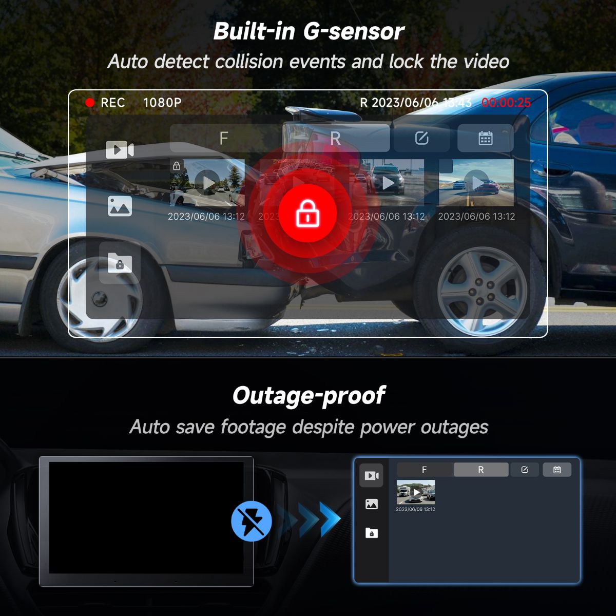 Rear Recording Camera FHD 1080P Real-Time Recording