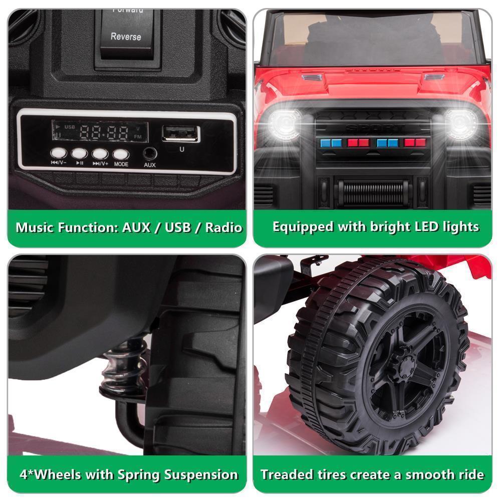 Electric Ride-On Truck for Kids with LED Lights, MP3 Player, and Remote Control