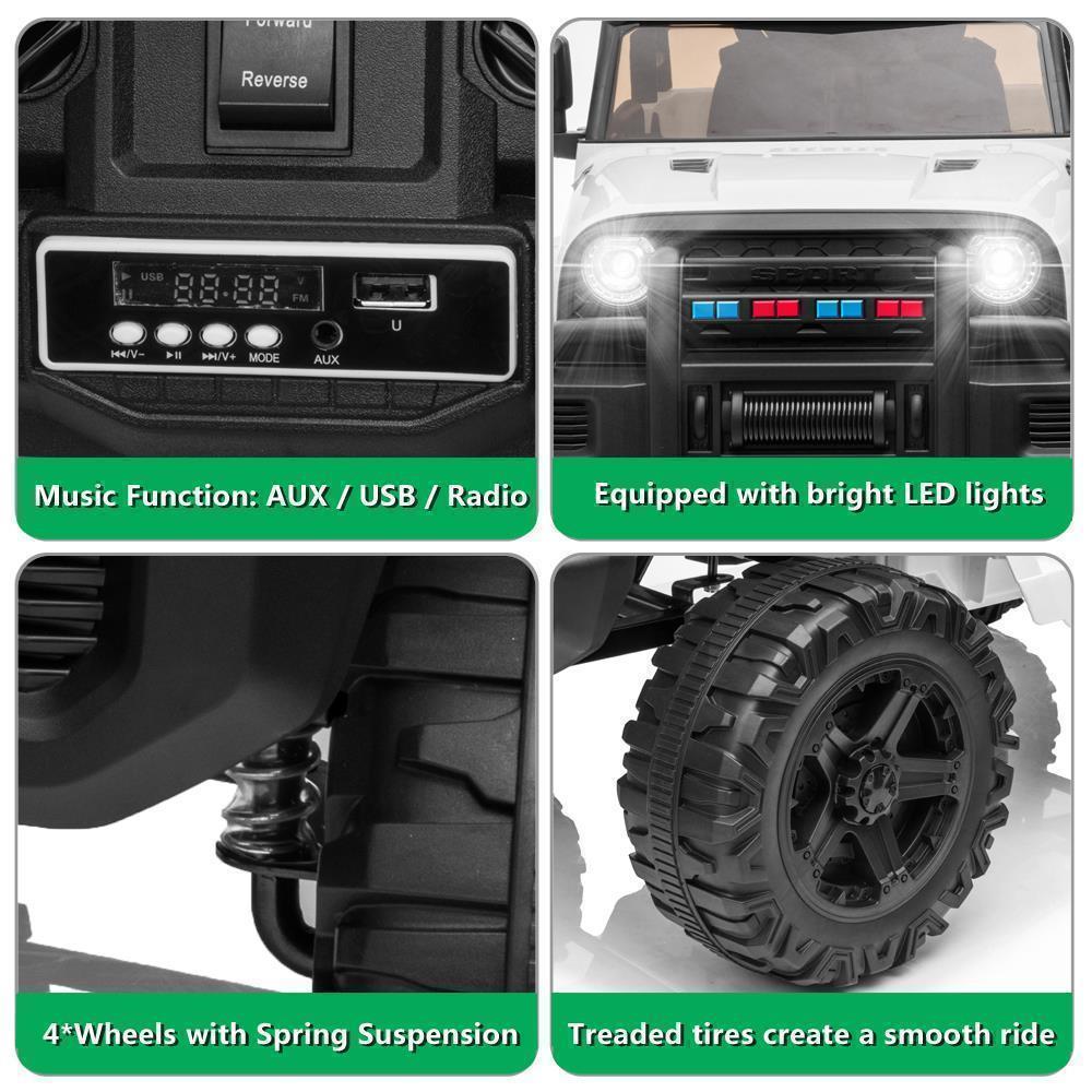 Electric Ride-On Car Truck for Kids with MP3, LED Lights, and Remote Control - 3 Speed Options