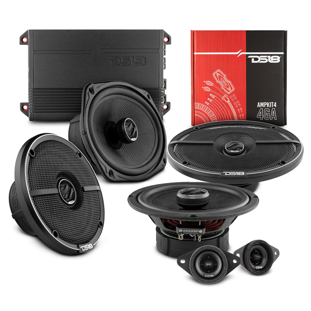 DS18 2005-2021 Toyota Tacoma Double and Access Cab Front and Back Doors Speakers Better Upgrade/Replacement Package 1600 Watts