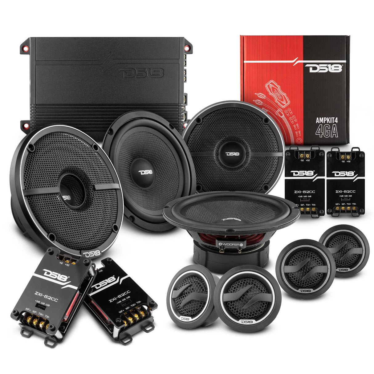 DS18 2009-2014 Acura TL Front and Back Doors Speakers Better Upgrade/Replacement Package 1600 Watts