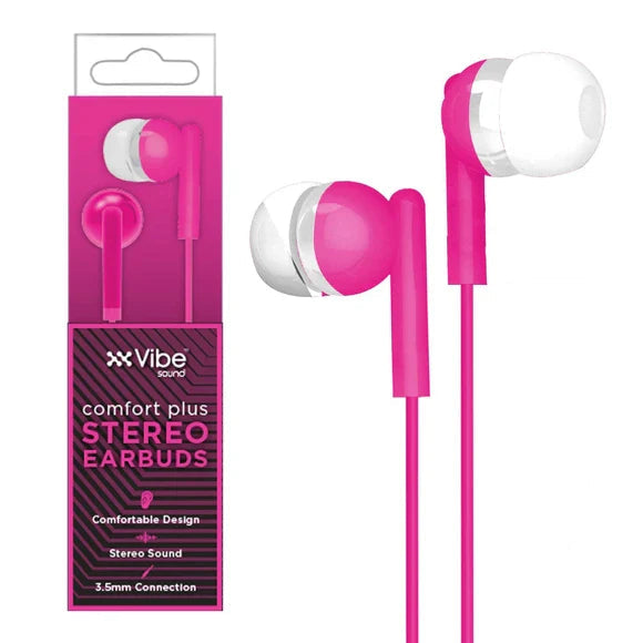 Vibe Comfort Plus 3.5mm Wired Earbuds PINK TekShack