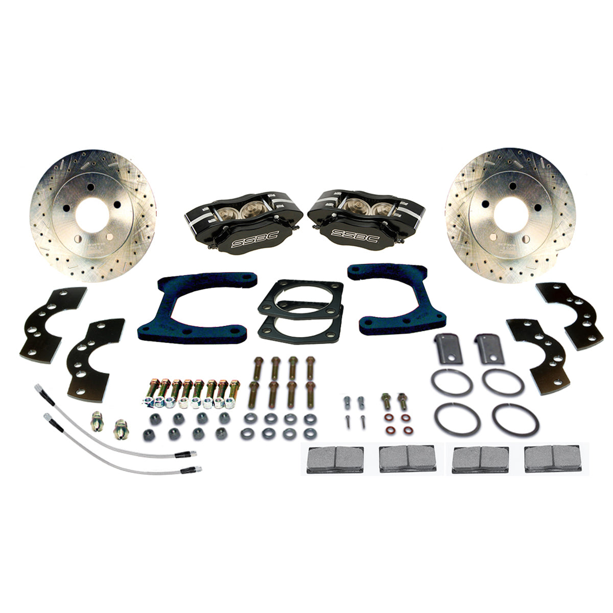 American Made Comp S 4-Piston Billet Aluminum Rear Disc Brake Kit W/DS Rotors. Black W111-36BK