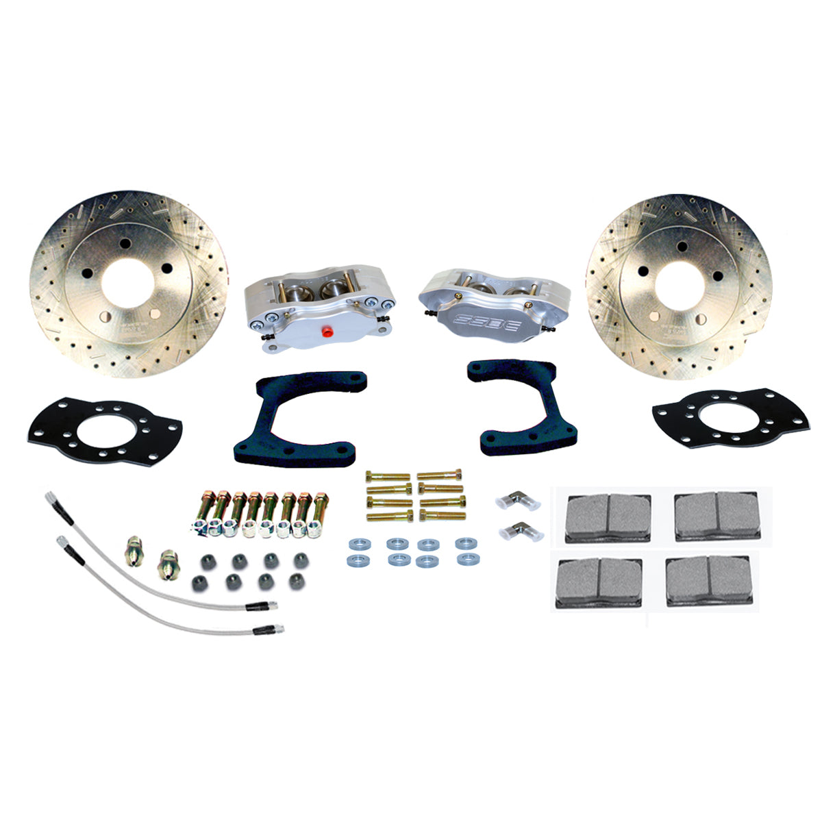 American Made Comp S 4-Piston Billet Aluminum Rear Disc Brake Kit W/DS Rotors. Clear W125-42