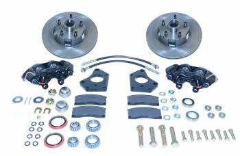 American Made Kelsey Hayes 4-Piston Direct Fit Front Drum to Disc Brake Conversion Kit W/Rotors. Black W156