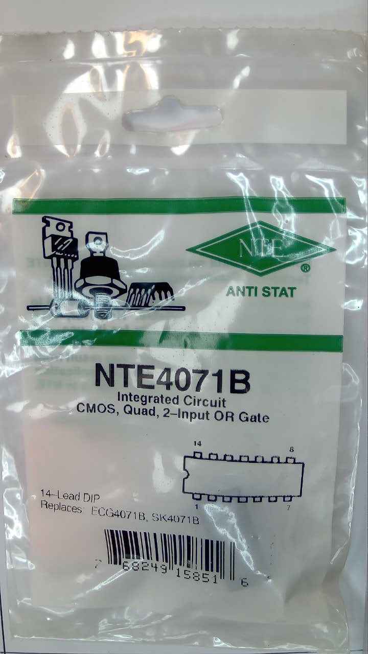 NTE4071B IC CMOS, Quad, 2-Input OR Gate NTE