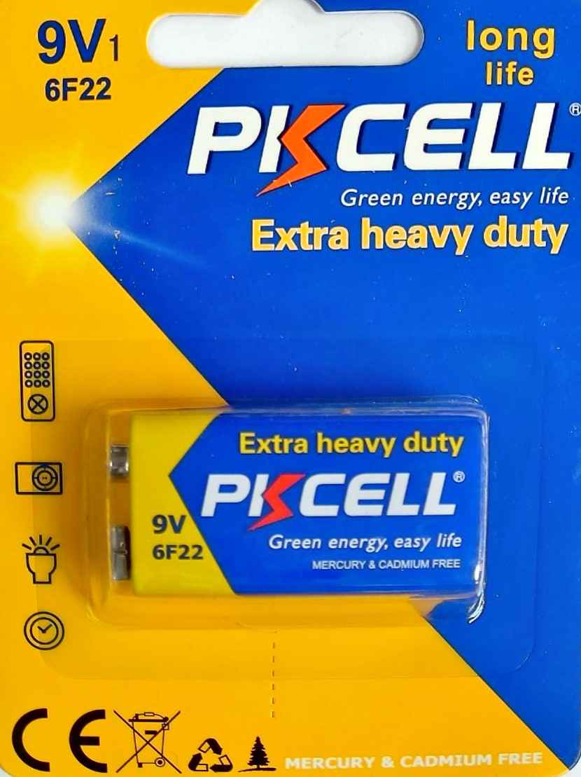 PKCELL Heavy Duty 9V Battery - 1 pk TekShack
