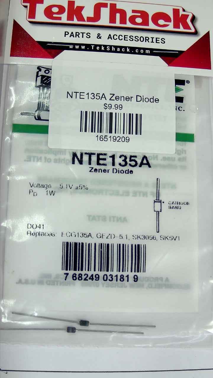 NTE135A Zener Diode 20V 1W DO-41 Through-Hole NTE