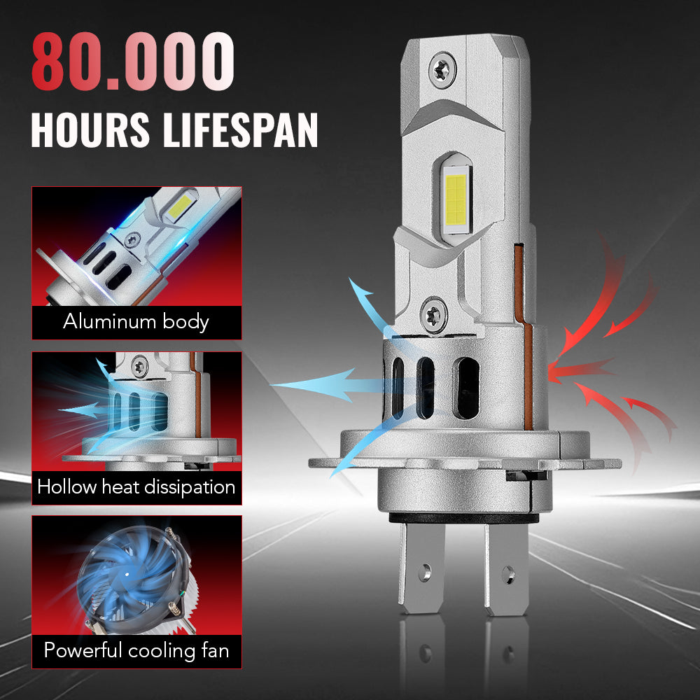X3S H7 100W 6500K 24000LM White IP67 LED Headlight Bulbs 2Pcs Flashark