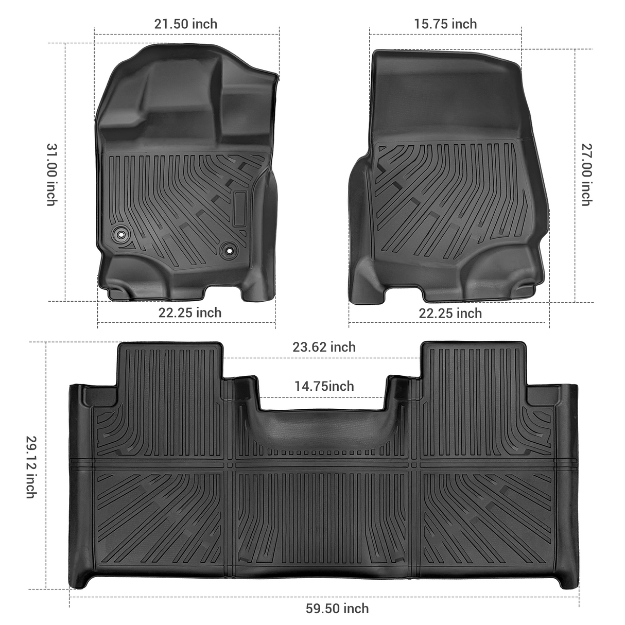 Trucktok 2015-2025 Ford F150 SuperCab All-Weather TPE Floor Mats TruckTok
