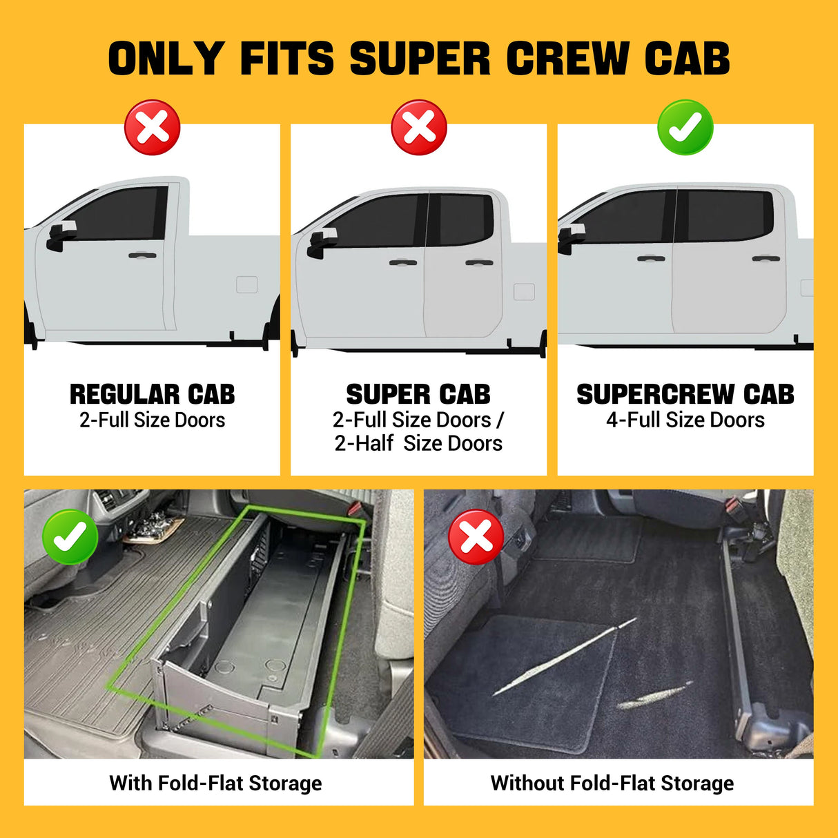 Trucktok 2012-2016 Ford F250 F350 F450 SuperCrew Cab All-Weather TPE Floor Mats TruckTok