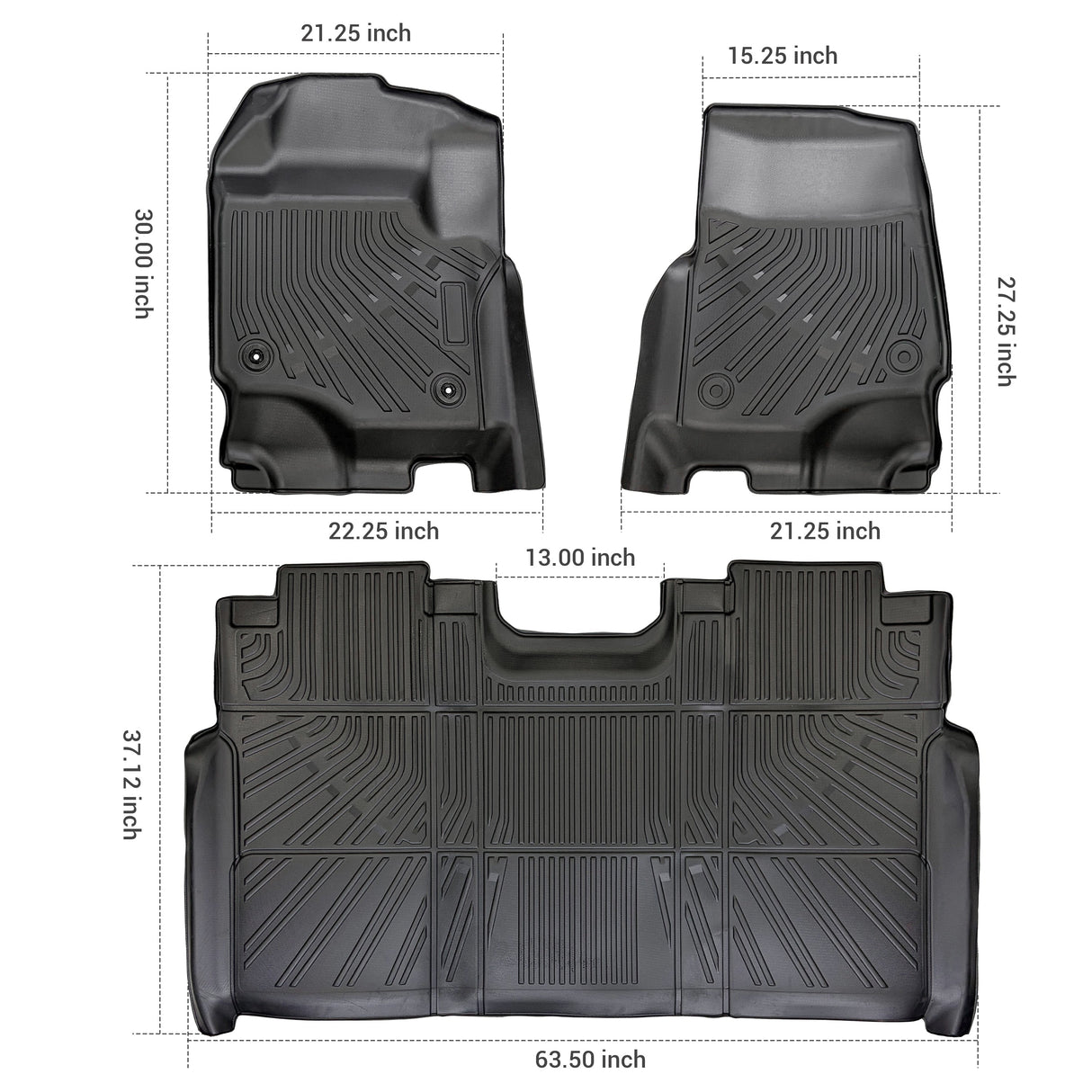 Trucktok 2017-2025 Ford F250 F350 F450 SuperCrew Cab All-Weather TPE Floor Mats TruckTok