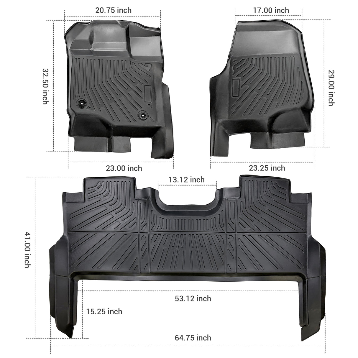 Trucktok 2015-2025 Ford F150 / F-150 Lightning SuperCrew Cab With Seat Storage All-Weather TPE Floor Mats TruckTok