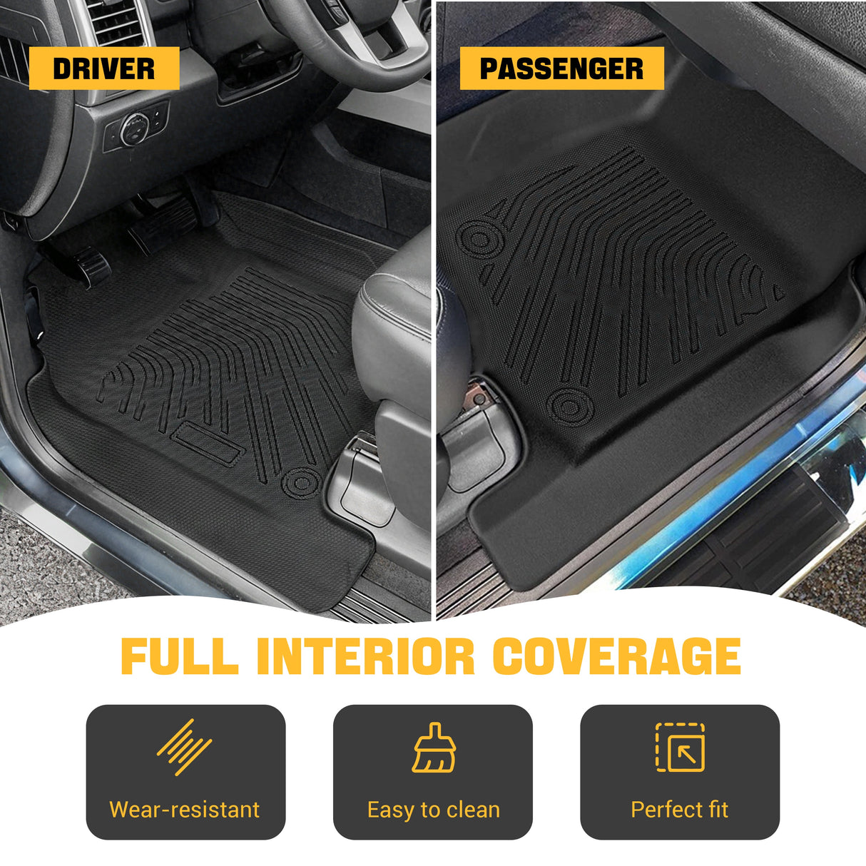 Trucktok 2007-2013 Silverado Sierra 1500 2500 Extend Cab All-Weather TPE Floor Mats TruckTok