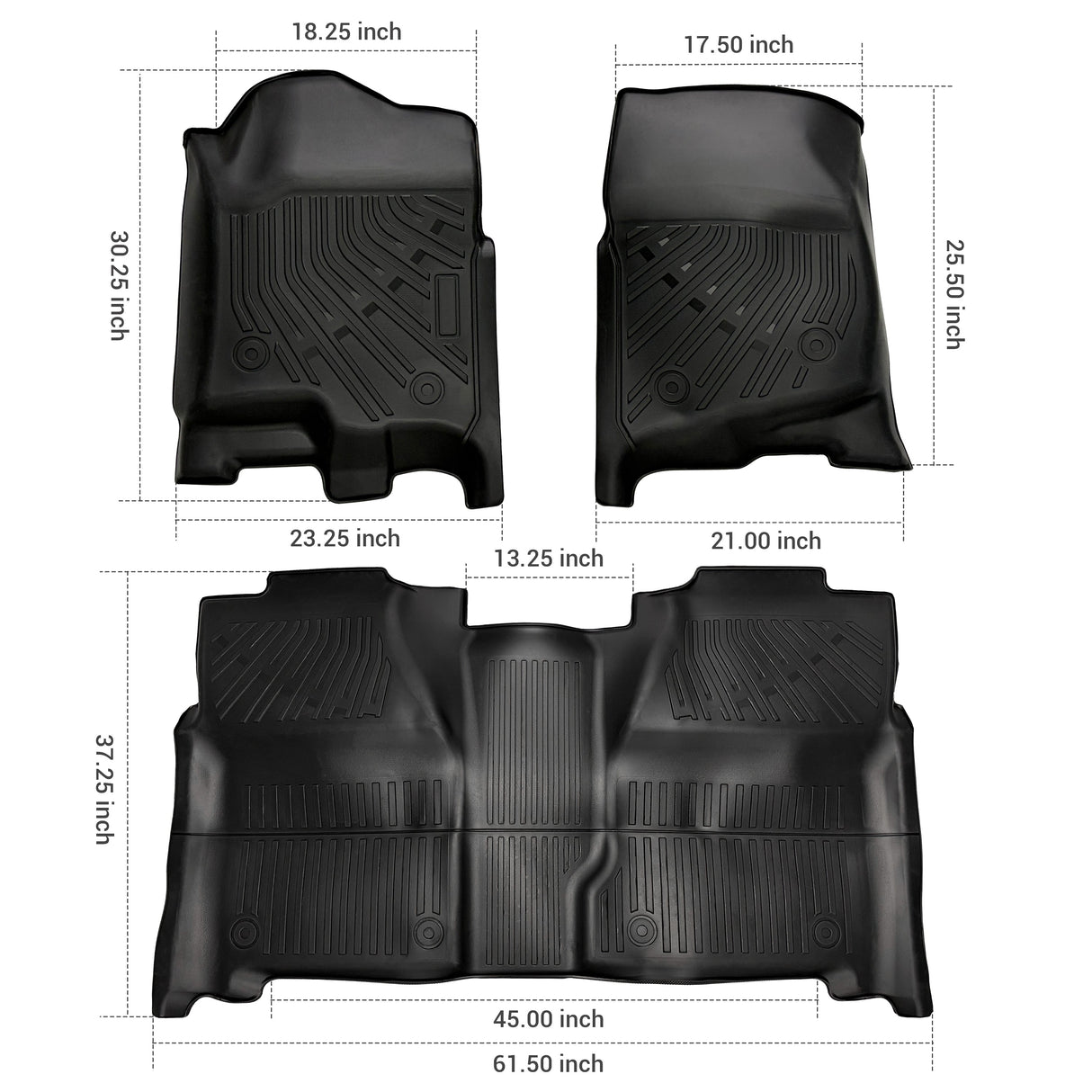 Trucktok Silverado Sierra 2007-2013 1500 & 2007-2014 2500HD 3500HD Crew Cab All-Weather TPE Floor Mats TruckTok