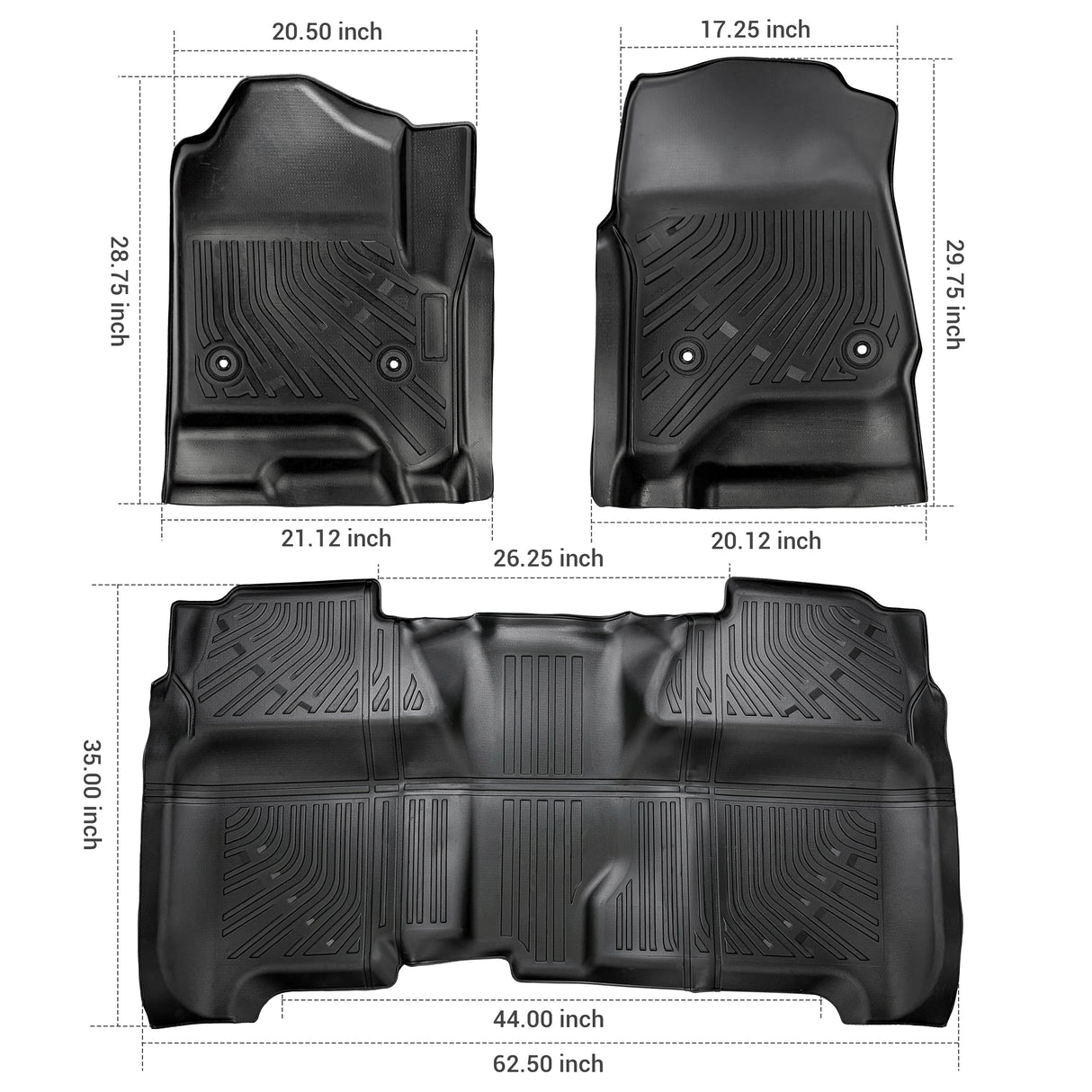 Trucktok Silverado Sierra 2014-2018 1500 & 2015-2019 2500HD 3500HD Crew Cab All-Weather TPE Floor Mats TruckTok