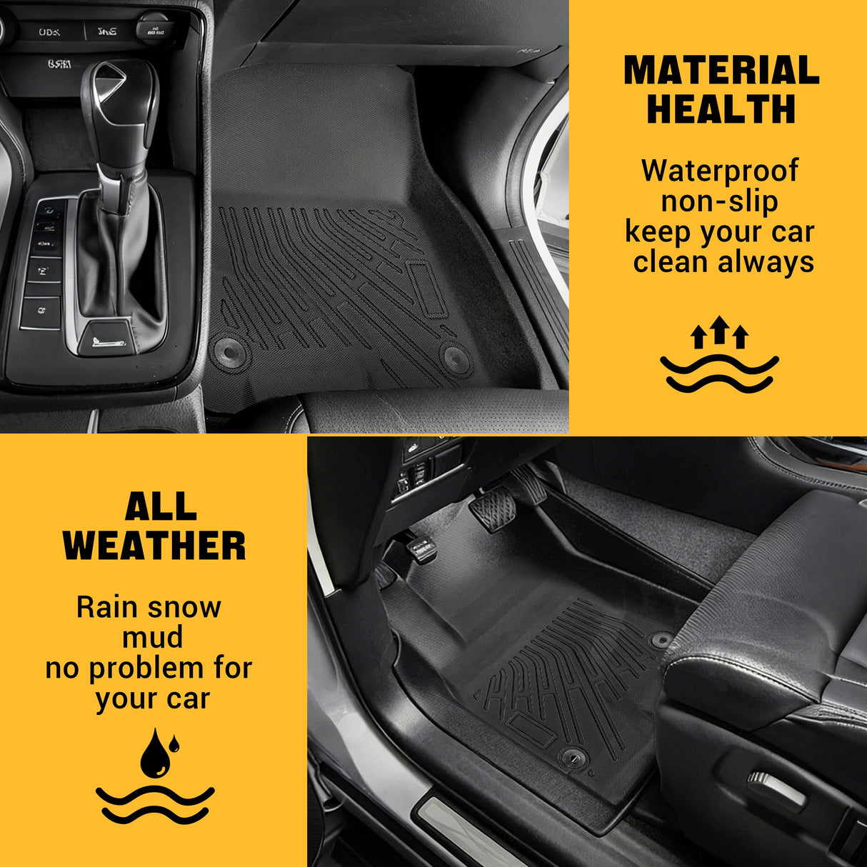 Trucktok 2019-2024 Dodge Ram 1500 Quad Cab All-Weather TPE Floor Mats TruckTok