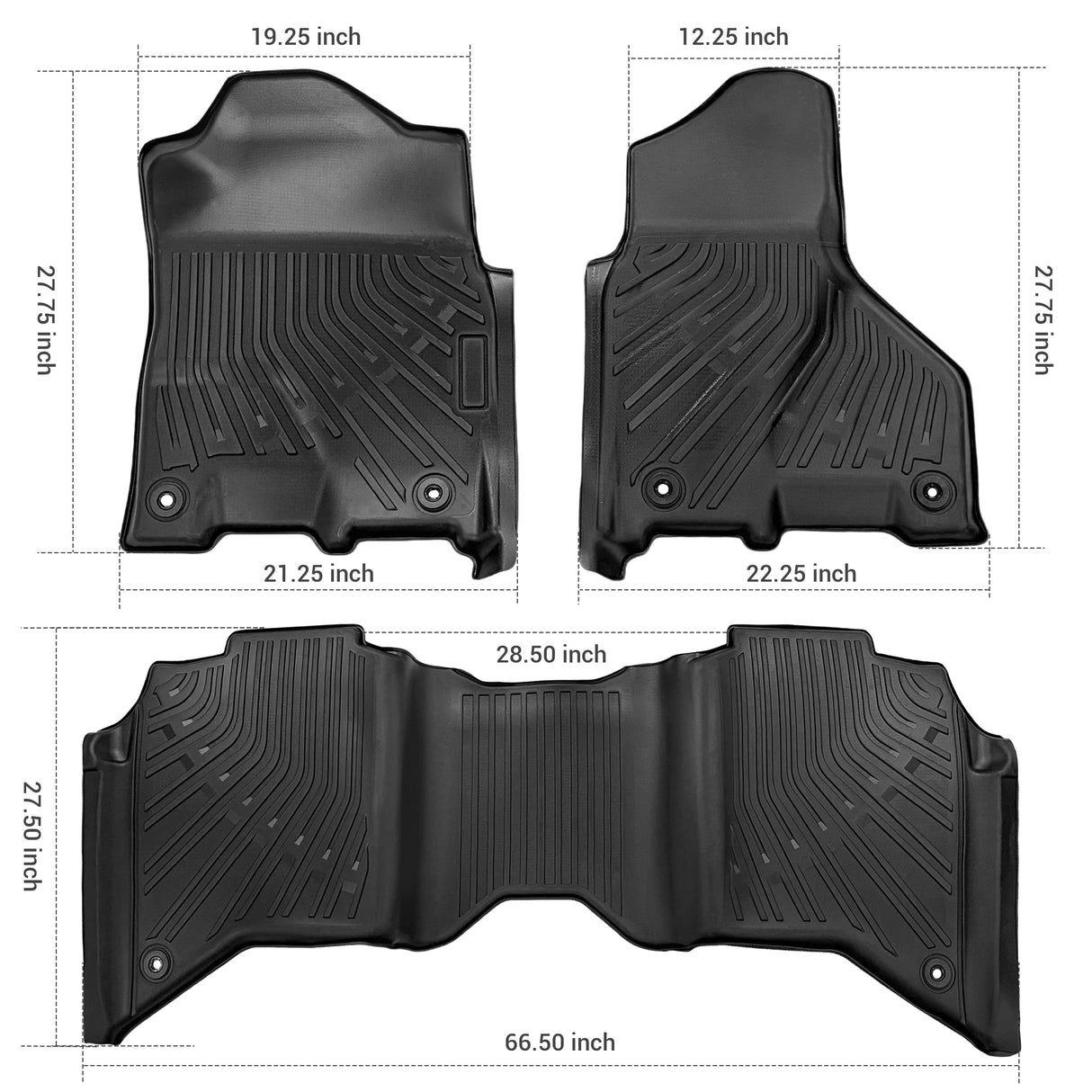 Trucktok 2019-2025 Dodge Ram 2500 3500 Crew Cab All-Weather Floor Mats TruckTok