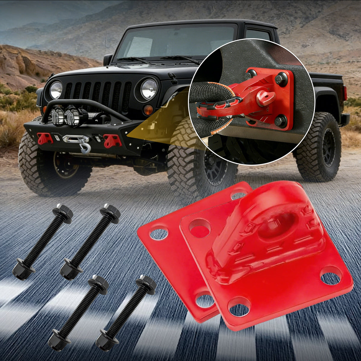 Trucktok 2Pcs Shackle Mounts 42,000 lbs Break Strength with Backer Plates TruckTok