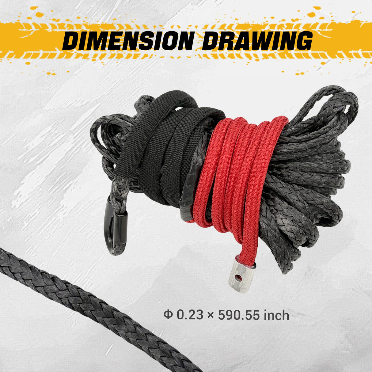 Trucktok 1/4" x 50ft Synthetic Winch Rope 7,400 lbs Breaking Strength TruckTok