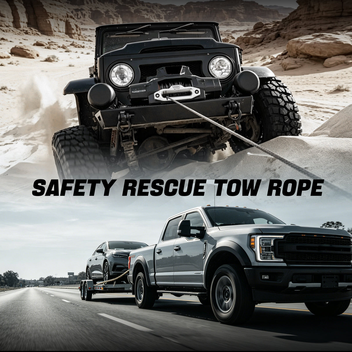 Trucktok 1/4" x 50ft Synthetic Winch Rope 7,400 lbs Breaking Strength TruckTok