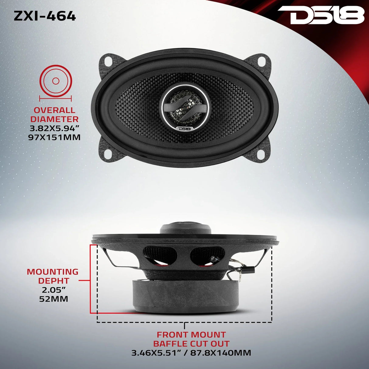DS18 ZXI-464 4"x6" 2-Way Coaxial Speakers w/ Kevlar Cone (Pair) DS18