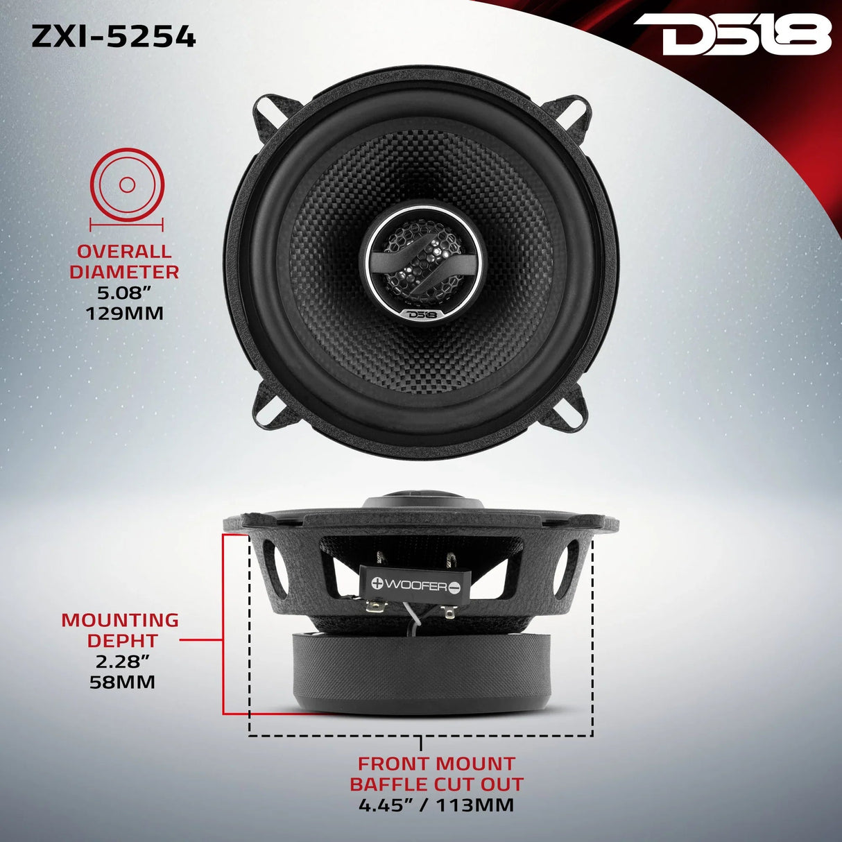 DS18 ZXI-5254 5.25" 2-Way Coaxial Speakers w/ Kevlar Cone (Pair) DS18