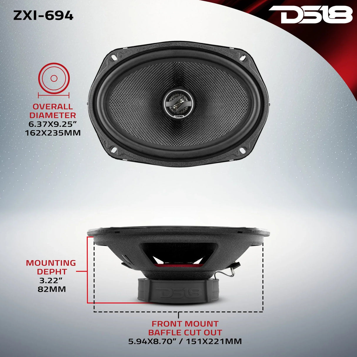 DS18 ZXI-694 6"x9" 2-Way Coaxial Speakers w/ Kevlar Cone (Pair) DS18