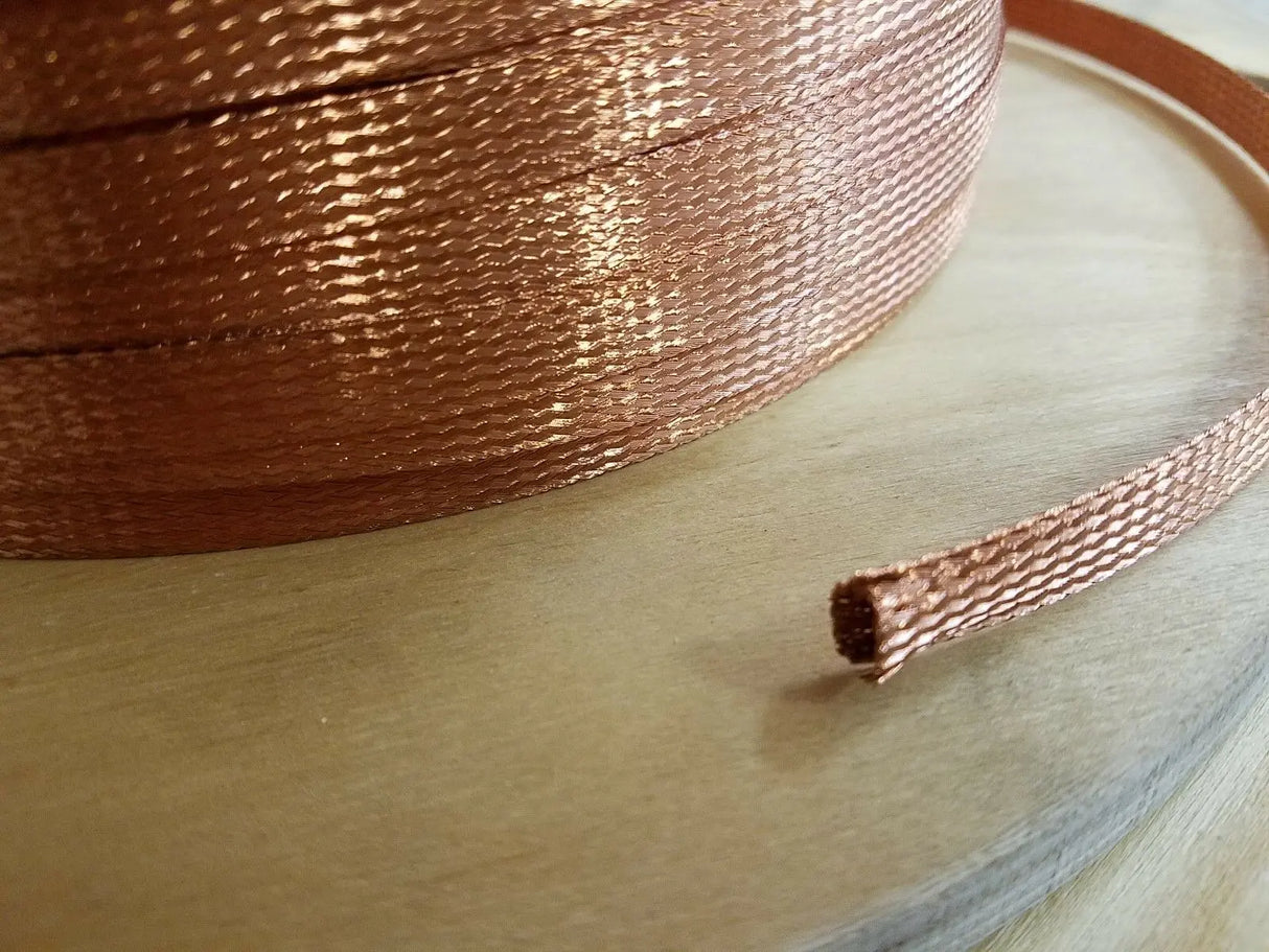 250 FEET 3/8" BRAIDED GROUND STRAP GROUNDING Bare Copper Flat Braid MADE IN USA CCC