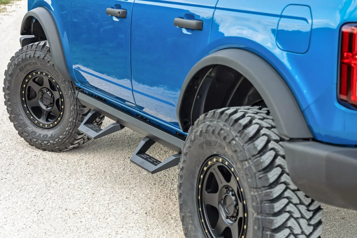 Rough Country SRX2 Adjustable Aluminum Side Steps 4-Door Ford Bronco 4WD 2021-2026 51029